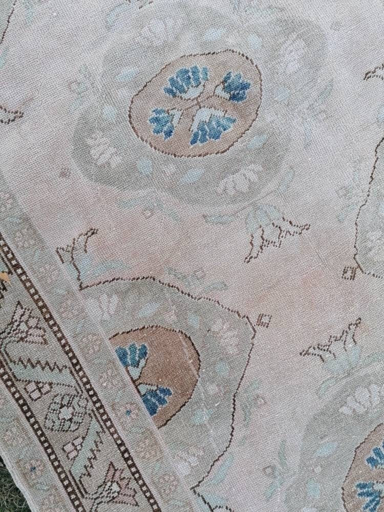 Runner rug,vintage oushak runner 4'7x10'8 neatural hallway runner,vintage runner rug