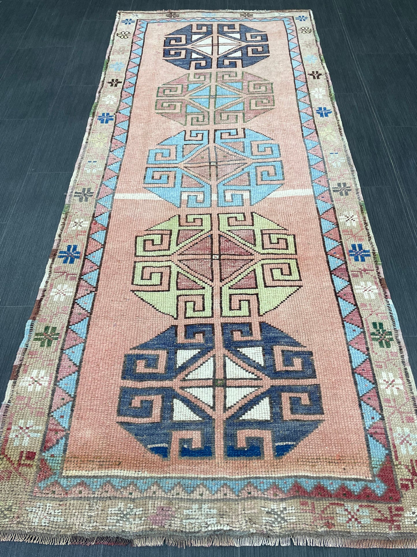 Muted Vintage Runner Rug 2.9 x 6.8  Turkish Runner Rug Vintage Muted Runner Rug Hallway Runner Soft Wool Runner