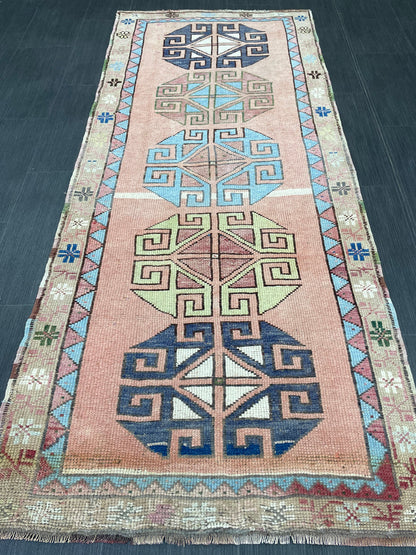 Muted Vintage Runner Rug 2.9 x 6.8  Turkish Runner Rug Vintage Muted Runner Rug Hallway Runner Soft Wool Runner
