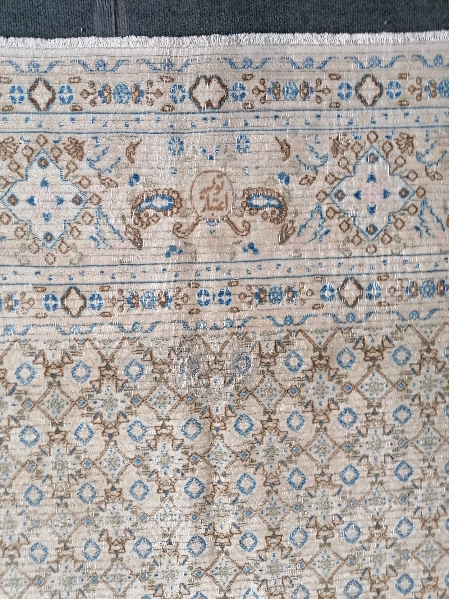 persian wool rug 6'4x8 distressed blue rug, turkish living room rug, handmade rug