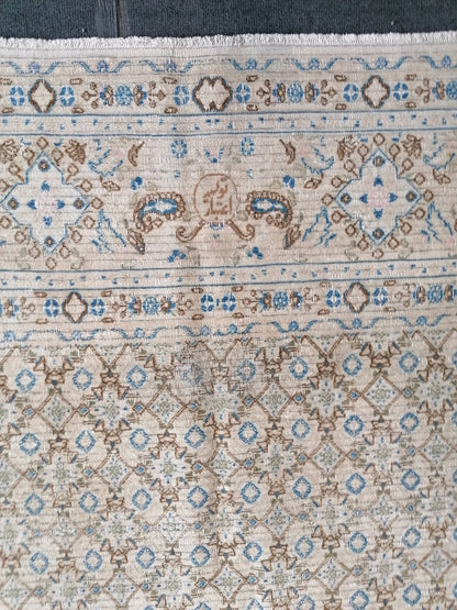 persian wool rug 6'4x8 distressed blue rug, turkish living room rug, handmade rug