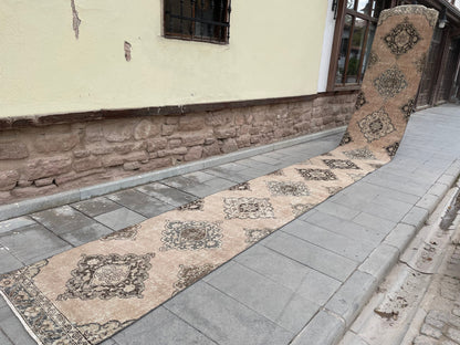 XL Turkish Runner Rug 2.7 x 23.8 ft Vintage Runner Rug Hallway Runner Rug Kitchen Runner Rug Staircase l Runner Rug Extra Long Oushak Runner