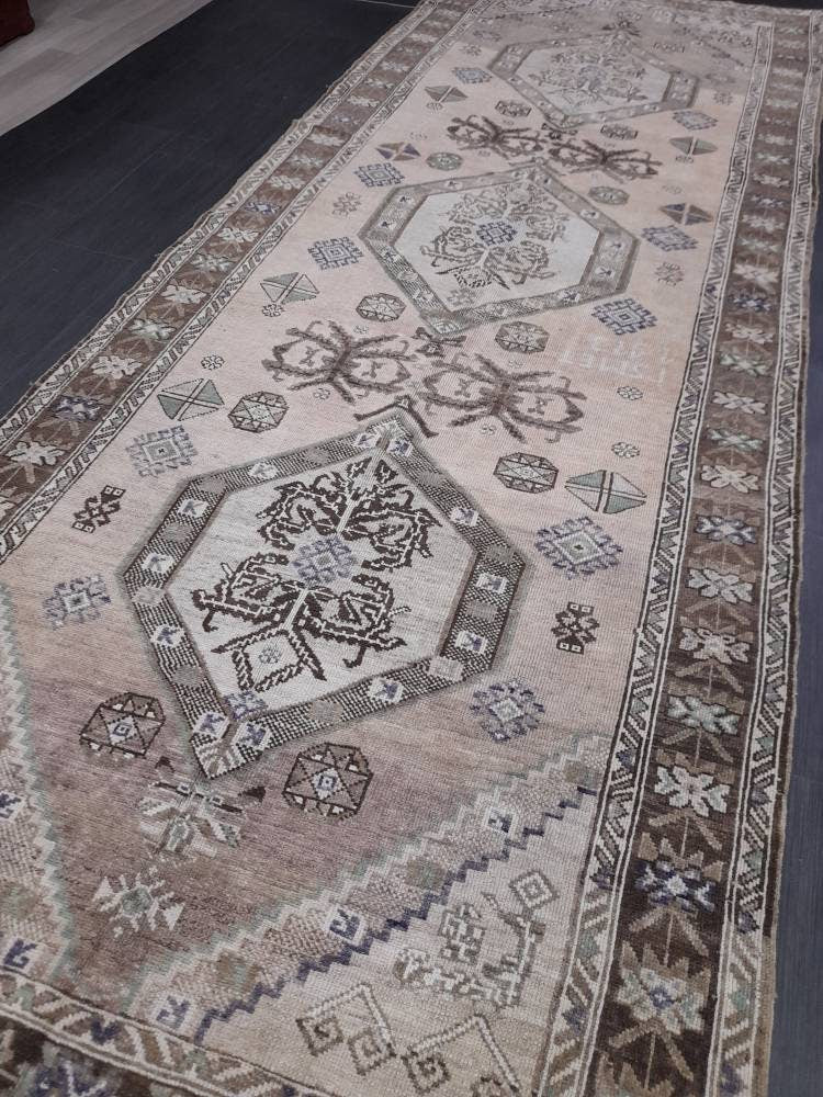Vintage Persian Rug Unique Motif Rug 5 x 13.3 Persian Rug Vintage Hand Knotted Rug Eclectic Rug Hand Made Rug  Living room Rug Turkish rug