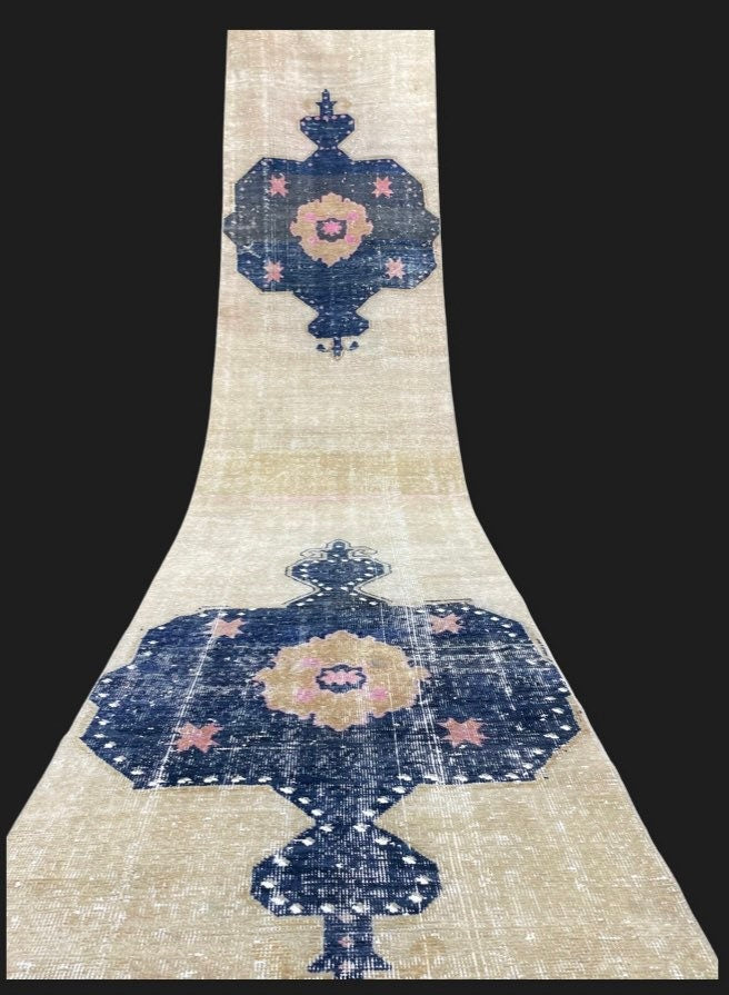 XL Wool Handmade Runner Rug 2.9 x 16.6 TURKISH Runner Rug Vintage Runner Rug Extra Long Runner Rug Staircase Runner rug Hand Knotted Runner