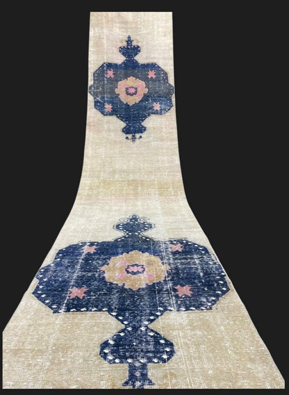 XL Wool Handmade Runner Rug 2.9 x 16.6 TURKISH Runner Rug Vintage Runner Rug Extra Long Runner Rug Staircase Runner rug Hand Knotted Runner