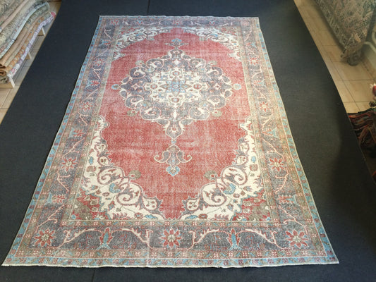 10.8 x 6.8 Over Sized  Oushak Rugs Turkish Rugs Vintage Rug Hand Made Rugs Oushak Rugs Distressed Colors Rug 7 by 11 Muted Rugs