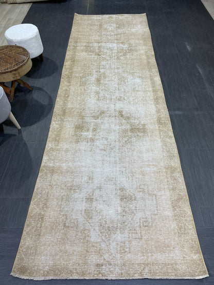 Distressed Vintage Runner Rug 3.6 x 11.5 ft Turkish Runner Rug Vintage Runner Rug Hallway Runner Rug Kitchen Runner Rug Wool Pile Runner Rug