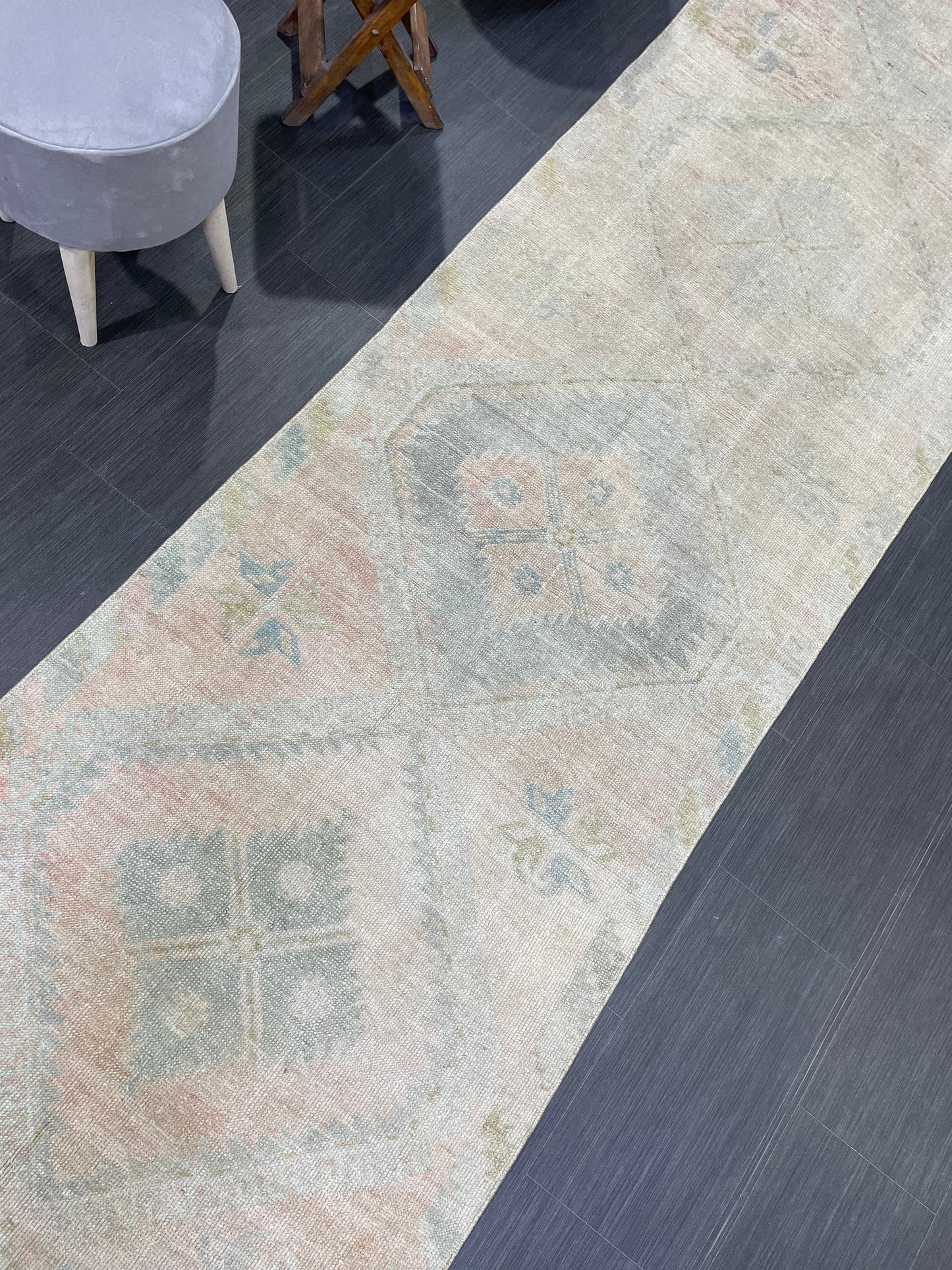 Muted Oushak Runner Rug 3 x 12.5 Vintage Turkish Runner Rug Vintage Runner Rug Hallway Runner Rug Kitchen Runner Rug Wool Runner Rug