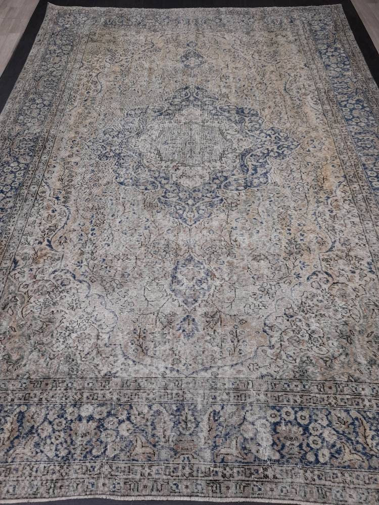 Large OUSHAK RUG TURKISH Oushak Rug Vintage 8.6 x 12.5 Rug Vintage Persian Rug Wool Oriental Rug Hand Made Rug 9x12 Vintage Turkish Rug