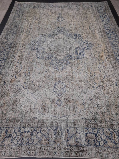 Large OUSHAK RUG TURKISH Oushak Rug Vintage 8.6 x 12.5 Rug Vintage Persian Rug Wool Oriental Rug Hand Made Rug 9x12 Vintage Turkish Rug