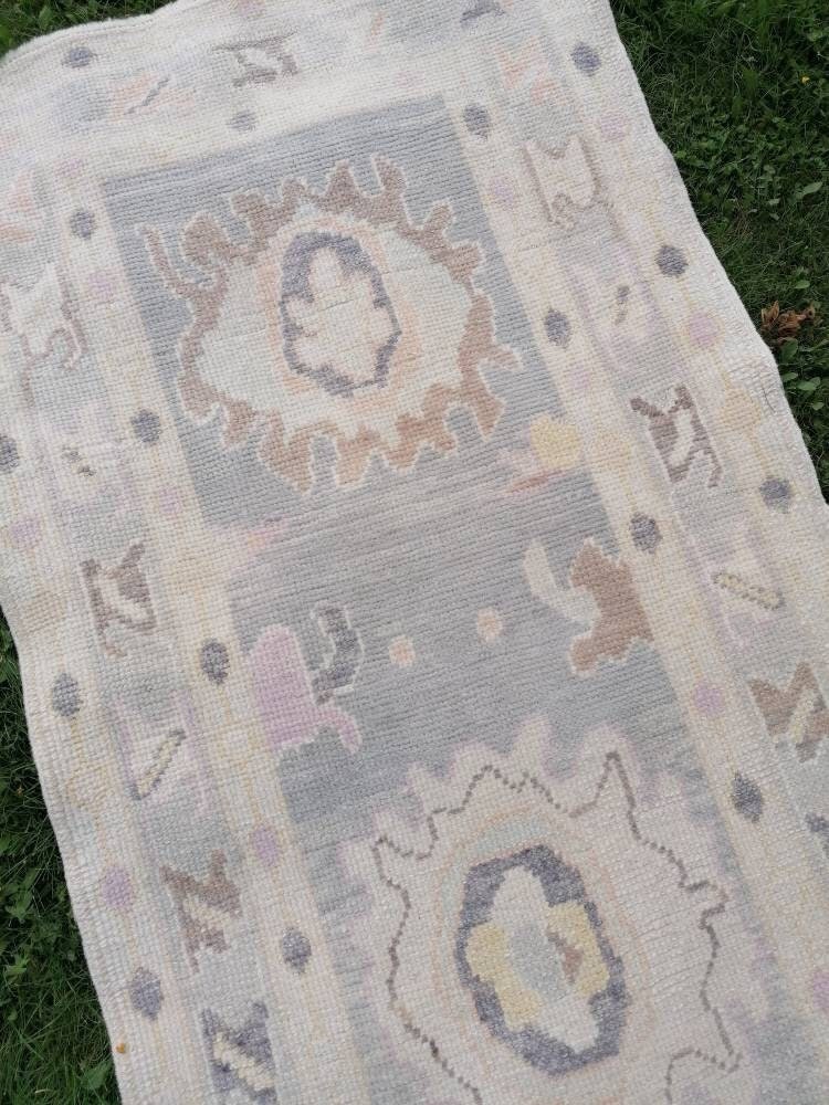 3x13 feet long oushak runner rug,turkish new production vintage oversize runner rug, hallway runner, kitchen runner, handmade wool runners