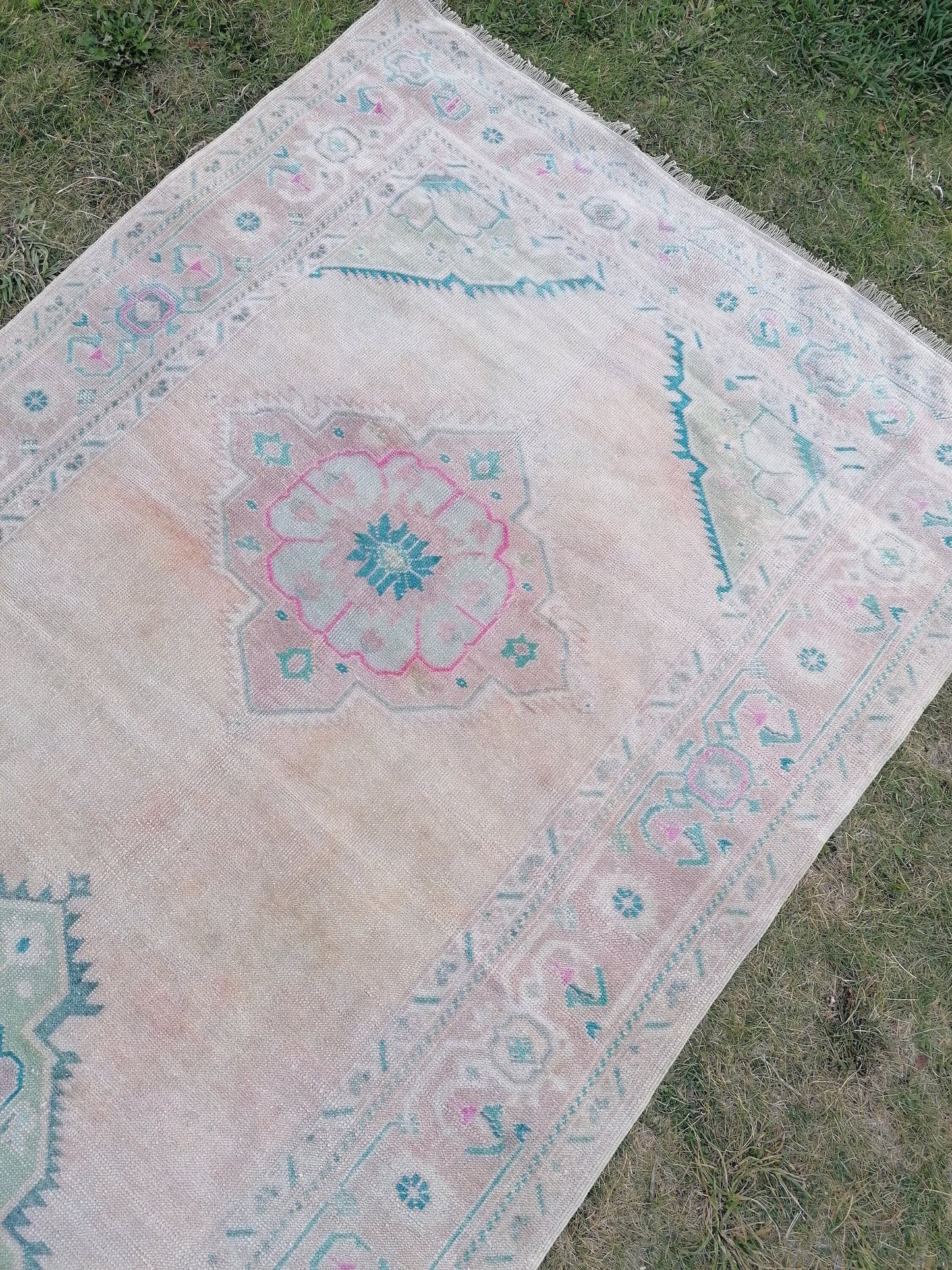 Oushak runner rug, turkish runner, vintage wool runner rug 4'10x11'6 hallway hand made rug, kitchen runner bohemian rug