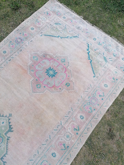 Oushak runner rug, turkish runner, vintage wool runner rug 4'10x11'6 hallway hand made rug, kitchen runner bohemian rug