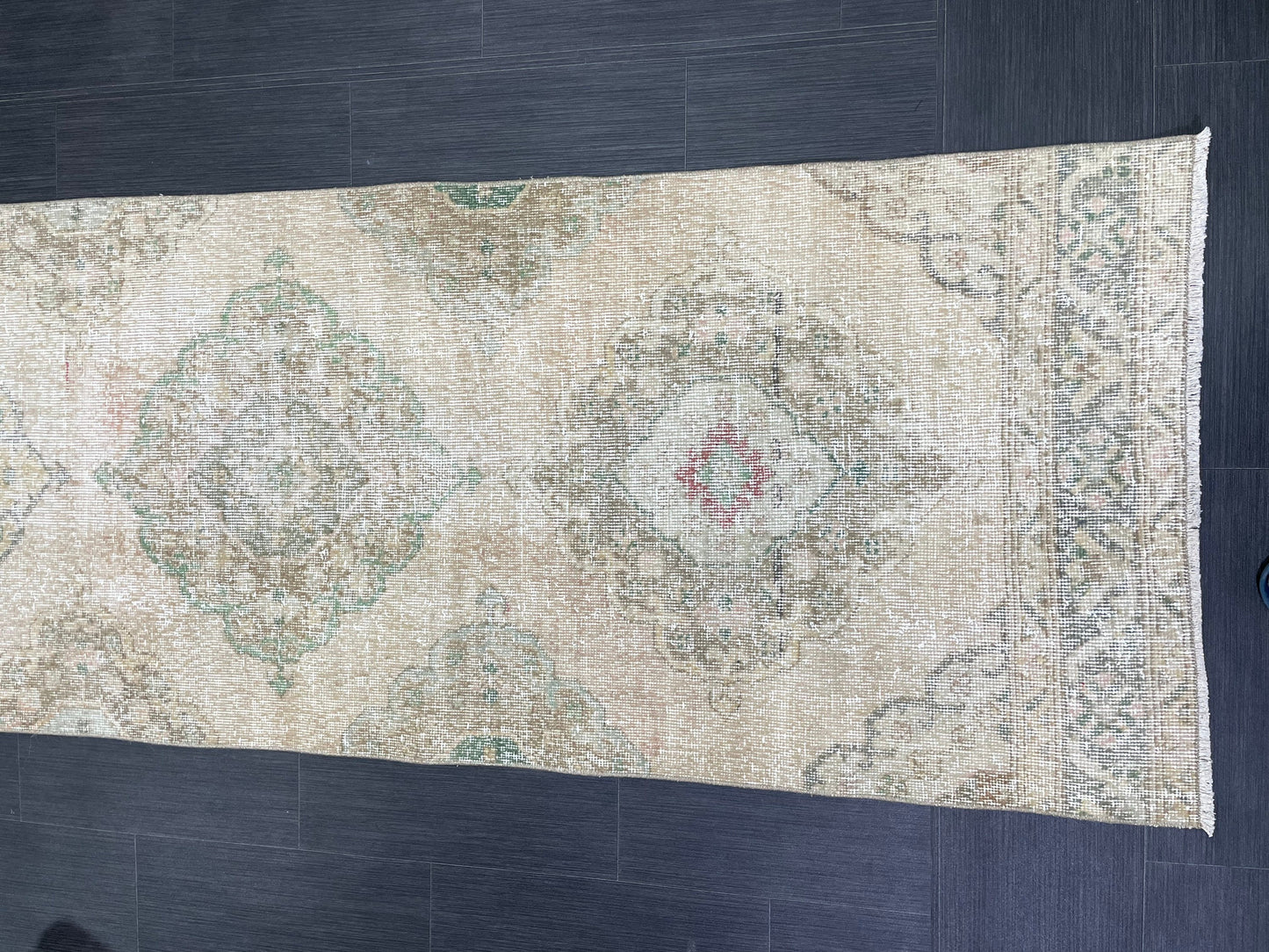 Handmade Runner Rug 2.7 x 12.4 Turkish Runner Rug Vintage Runner Rug Hallway Runner Rug Kitchen Runner Rug Hand Knotted Runner Rug