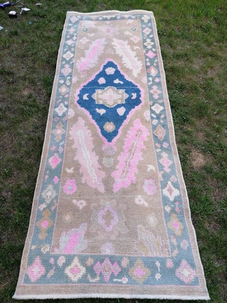 3x8'5 oushak turkish wool runner rug, new production oushak handmade rug, living room rug, bohemian rug