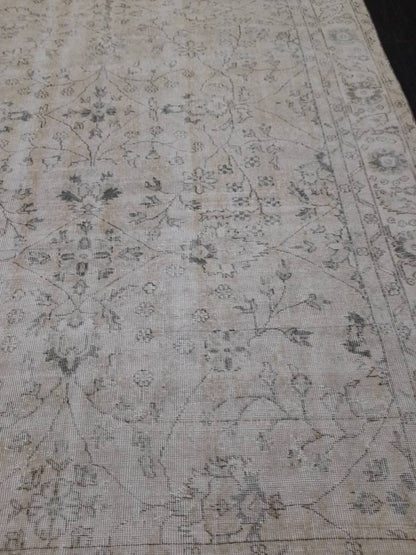 Vintage living room rug 6.5 x 9.4 Earth Tones Rug pastel rugs, Turkish Oushak Rugs, Vintage Rug Muted Distressed Rug Vintage Oushak Rug