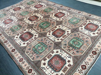 Turkish Rug, Vintage Oushak Rug, Oriental Rugs, Wool Rug, 9.4 x 6.2 High Pile Farmhouse Rug, Vintage Rug, Hand Made Rug Persian Rug 6x9 rug