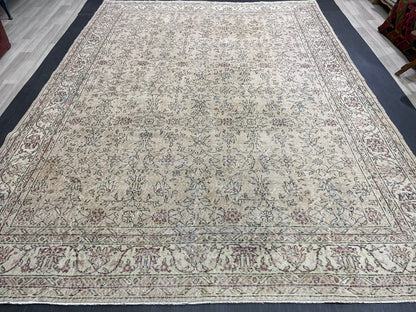 Large Floral 8.2 x 11.4 Rug OUSHAK RUG Distressed Rug 8x12 Vintage Handmade Rugs Hand Knotted Turkish Rug Soft Pink Rose Pink Light Pink