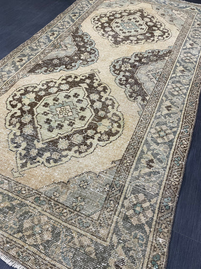 Muted Vintage 3.5 x 7 Rug Handmade Rug, Rustic Rug Hand Knotted Rug, Rug Runner, Turkish Rug, Farmhouse Rug, Vintage Rug, Wool rug