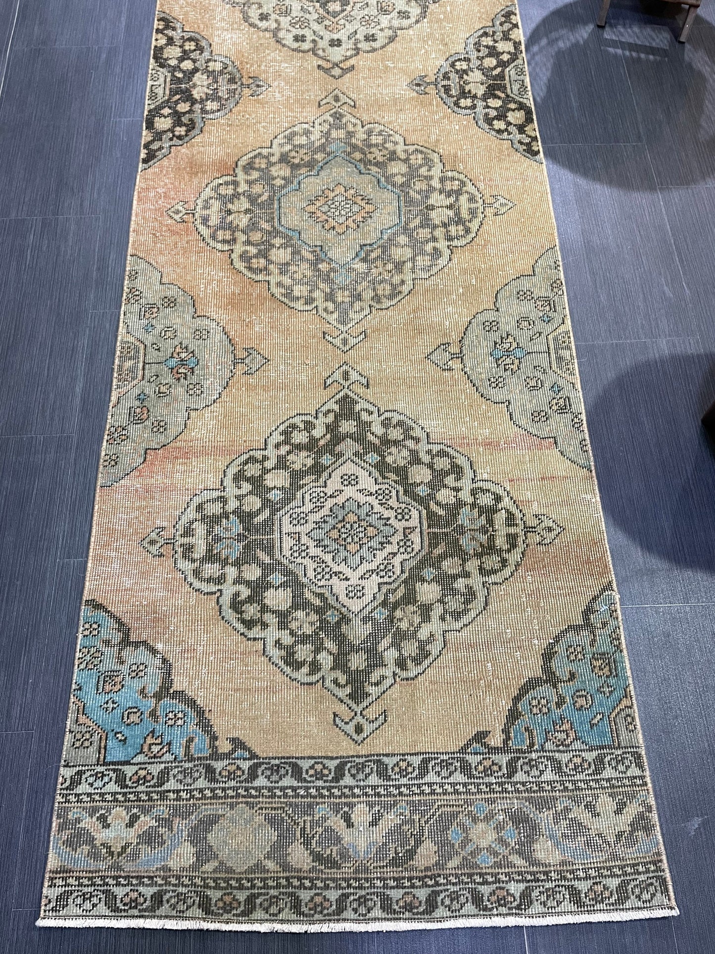 Muted RUNNER Rug, Handmade 2.10 x 13 RUNNER Rug,  Oushak Runner Rug, Vintage Turkish Rug, Oriental Runner Rug, Turkish Runner Persian Runner