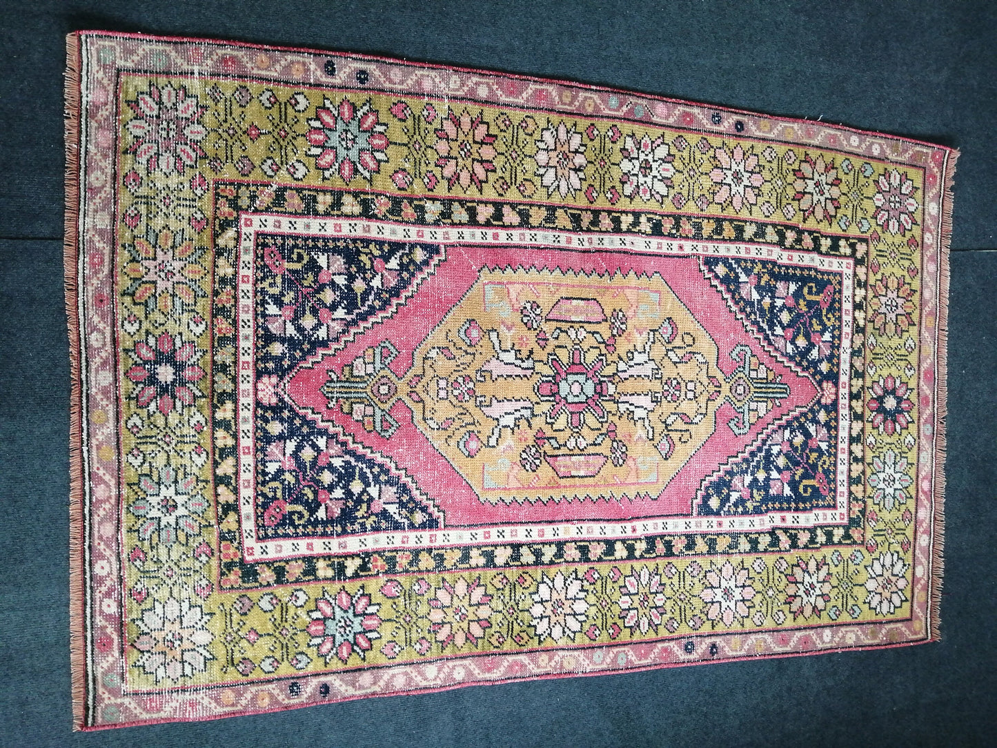 5.6 x 3.7 OUSHAK RUG TURKISH Oushak Rug Vintage Oushak Runner Rug Vintage Runner Rug Wool Oushak Rug Hand Made Rugs Vintage Turkish Rug