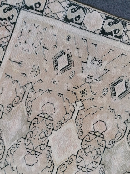 Pastel hand made rug, wool anatolian rug, vintage oushak rug, turkish rug 6x4'2 feet