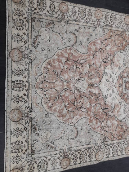 TURKISH Rug Vintage Rug Vintage Wool 6 x 9.5 Oushak Rug Hand Made Rugs Vintage Turkish Rug Oriental Rug Persian Rug Distressed Vintage Rug