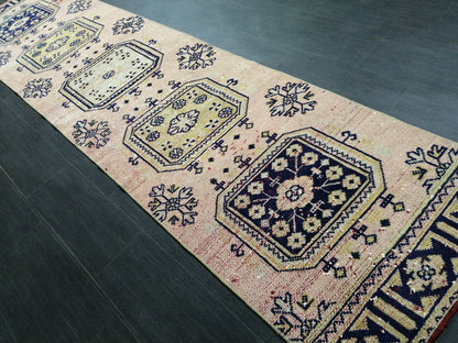 Distressed Turkish Runner Rug 10.3 X 2.4 Vintage Runner Rug Hallway Runner Rug Kitchen Runner Rug Wool Runner Rug Wool Oushak Rug