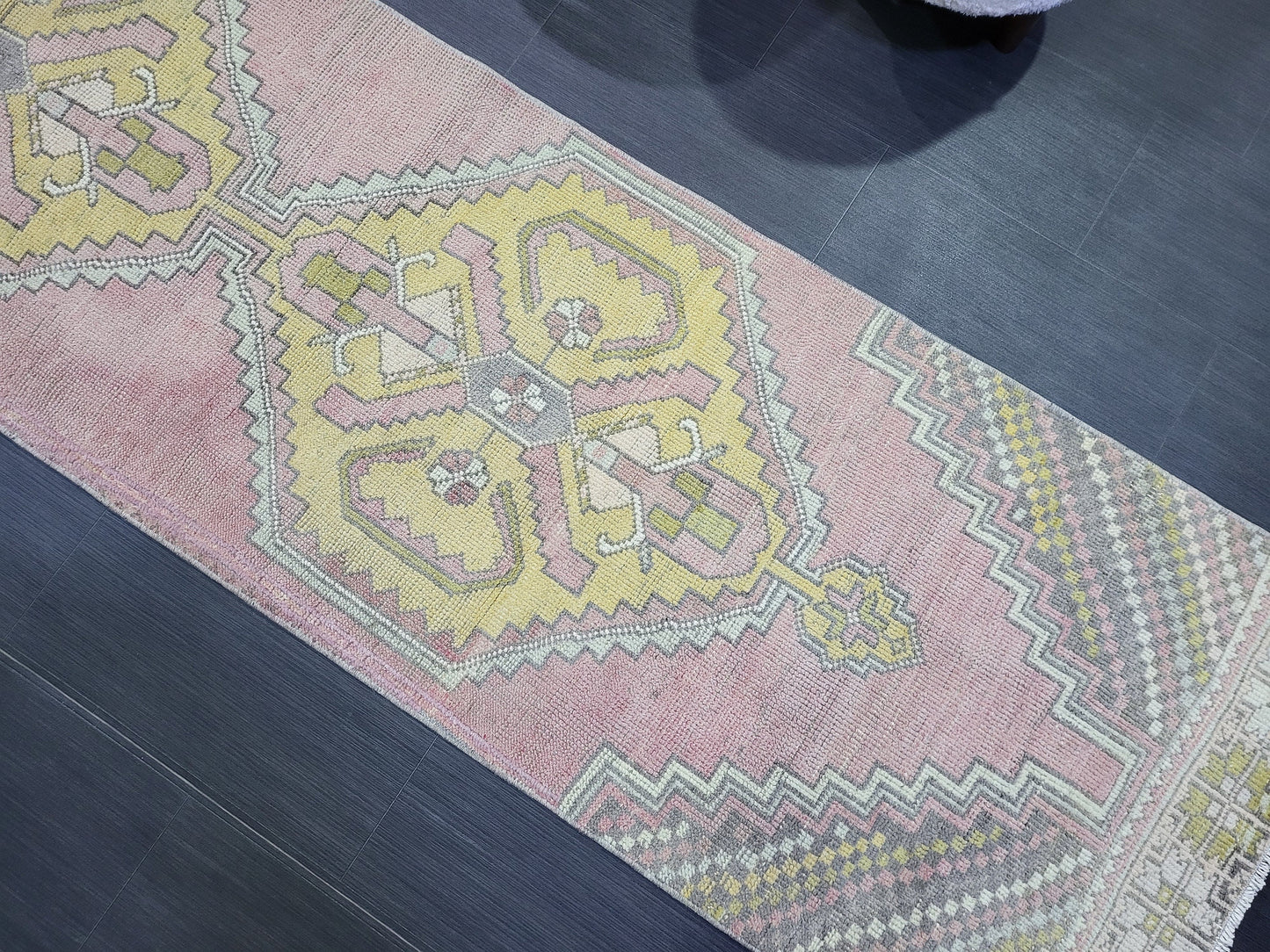 VINTAGE Oushak Runner, Turkish Runner Rug, Vintage 2.6 x 10.2 Runner Rug, Hallway Runner Rug, Turkish Rug Runner Wool Runner Rug