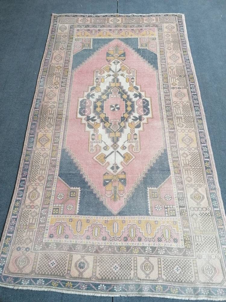 Oushak turkish wool rug 4'6x8 turkish handmade rug, vintage rug,kitchen rug, living room rug, bohemian rug