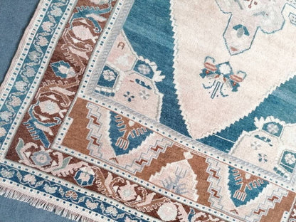 Oushak turkish wool rug 4'5x8'3 turkish handmade rug, vintage rug,kitchen rug, living room rug, bohemian rug