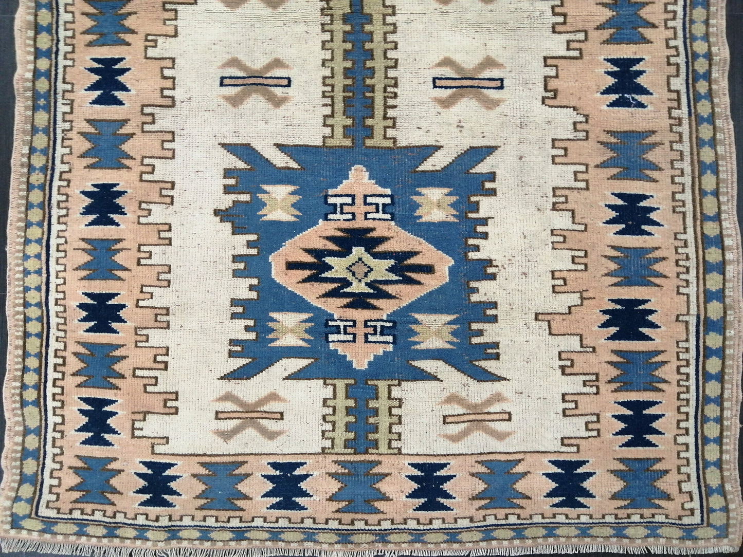 Oushak Runner Rug 6.2 x 4.1 Turkish Runner Rug Vintage Runner Rug Hallway Runner Rug Kitchen Runner Rug Blue Wool  Rug Wool Oushak Rug