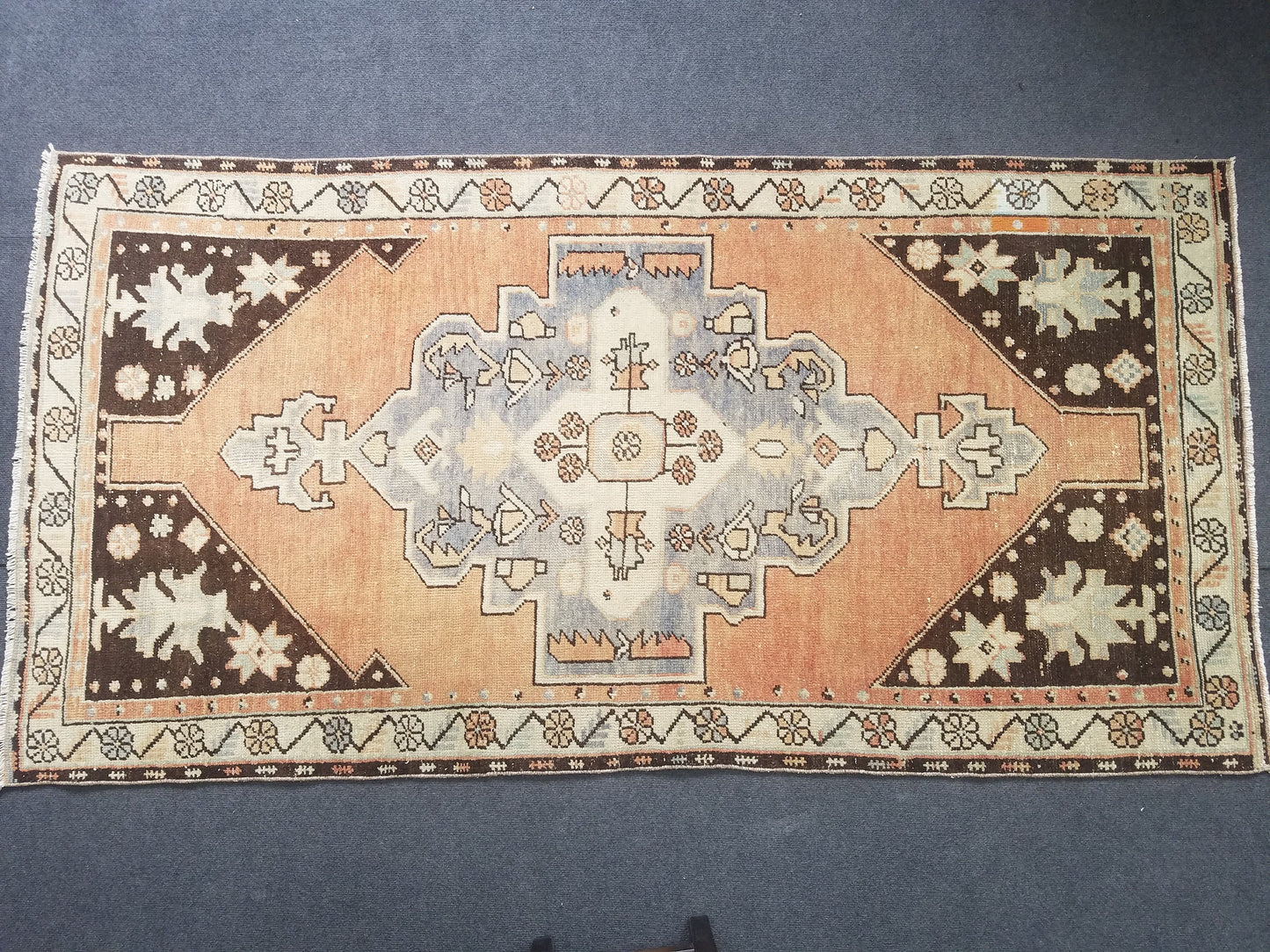 Oushak rug, turkish rug, wool rug vintage rug 3'7x7 hand made rug kitchen rug bohemian rug