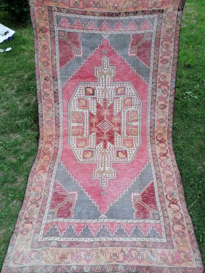 Vintage rug 4x7'5 oushak rug, kitchen rug, bohemian rug ,floor rug, handmade wool rug