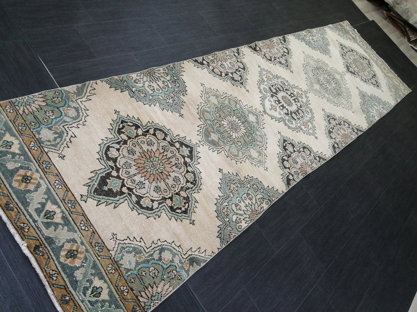 12.8X3.5 Oushak Runner Rug Turkish Runner Rug Vintage Runner Rug Hallway Runner Rug Kitchen Runner Rug Wool Runner Rug Wool Oushak Rug