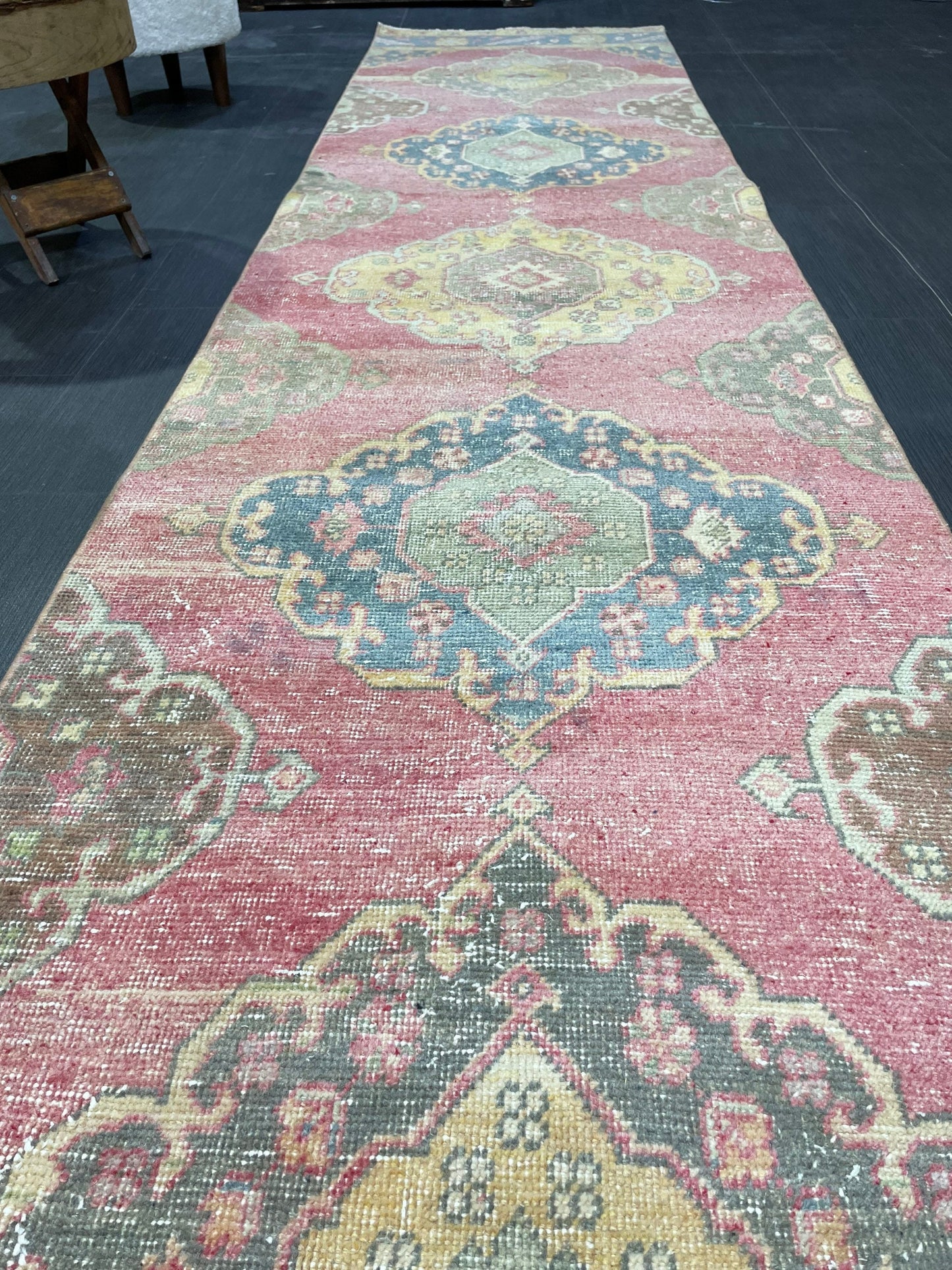 Vintage Runner Rug, Handmade 2.9 x 12.8 Runner Rug, Turkish Runner Rug, Hallway Runner Rug, Persian Kitchen Runner Rug, Hand Knotted Runner