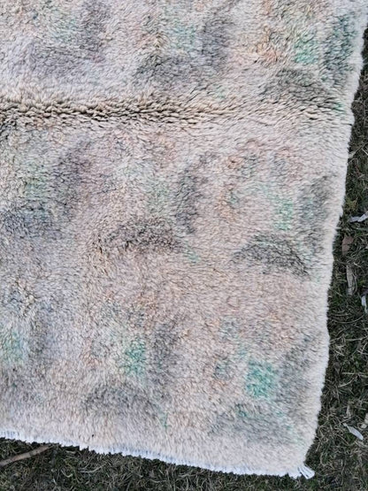 Shaggy rug, organic wool long pile 4'9x8  unique hand made bed rug, bohemian traditional