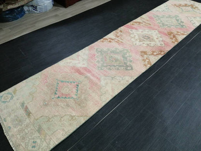Muted Oushak Runner Rug 3 x 13.2 Turkish Runner Rug Vintage Runner Rug Hallway Runner Rug Muted Kitchen Runner Rug Muted Persian Runner