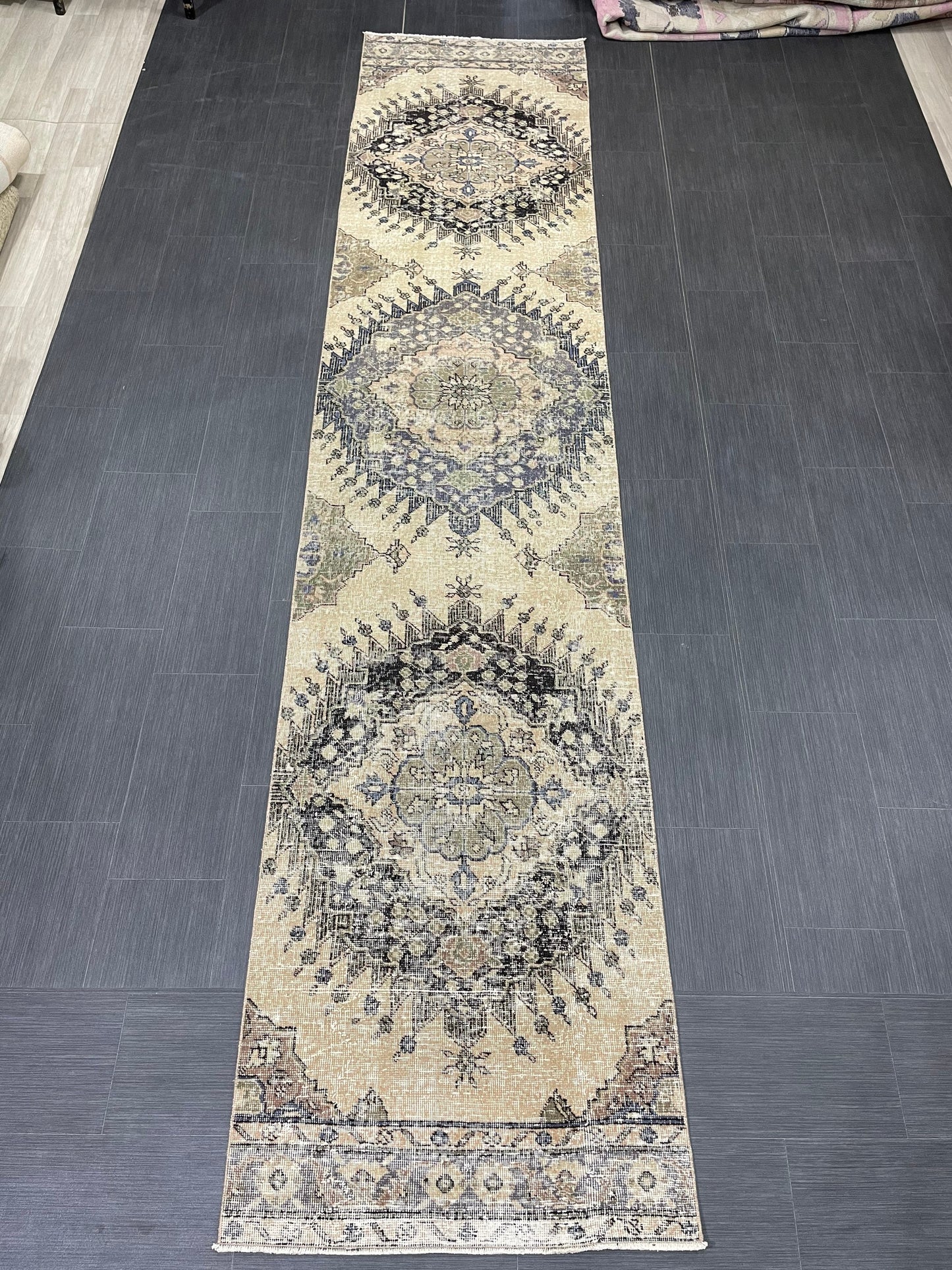 Vintage Oriental Runner Rug Muted Turkish Runner Rug 2.8 x 13 Handmade Vintage Runner Rug Hallway Runner Rug Muted Runner Rug