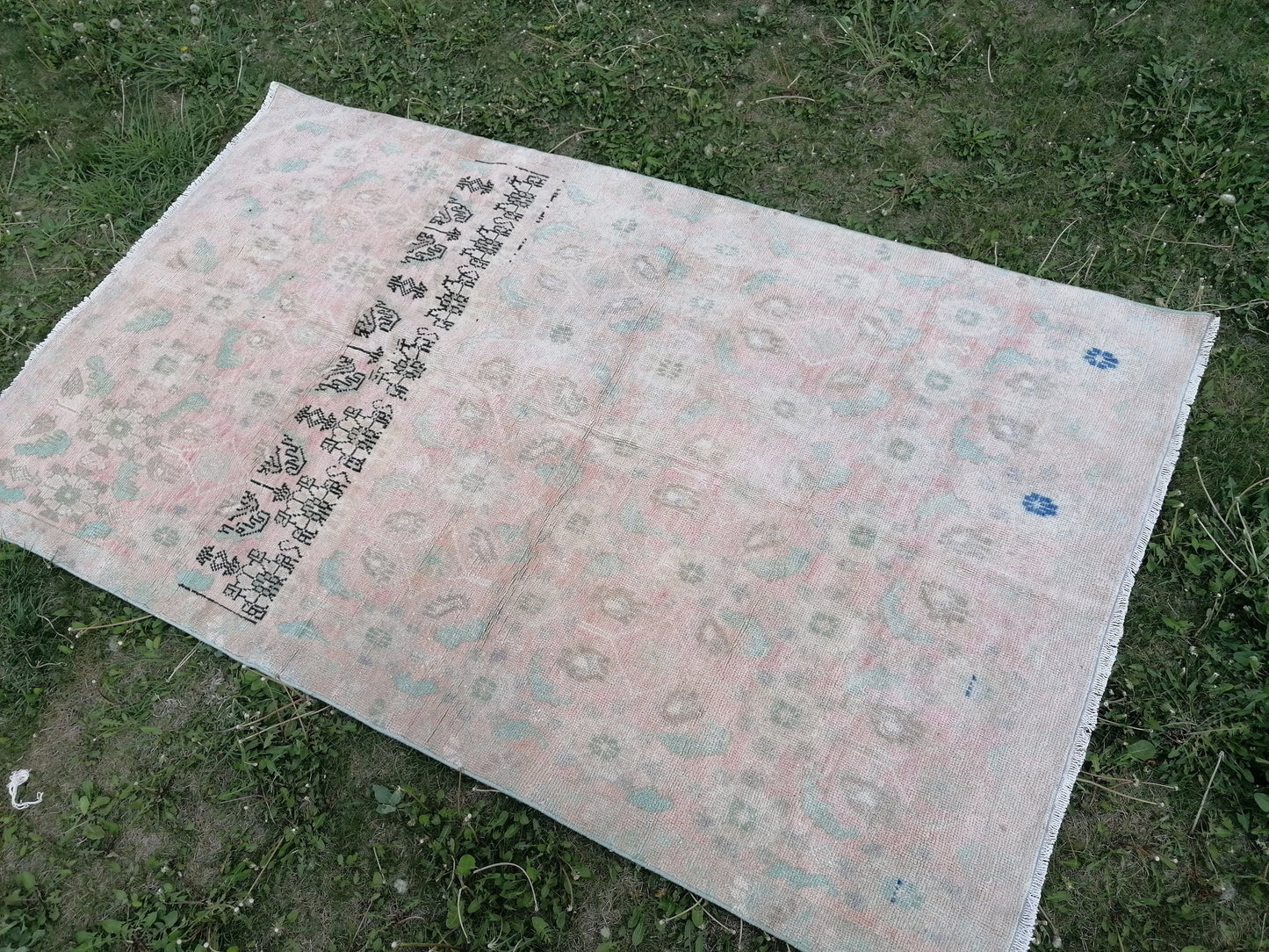 Turkish vıntage rug, oushak vintage rug 4'4x7'4 anatolian vıntage rug,wool rug