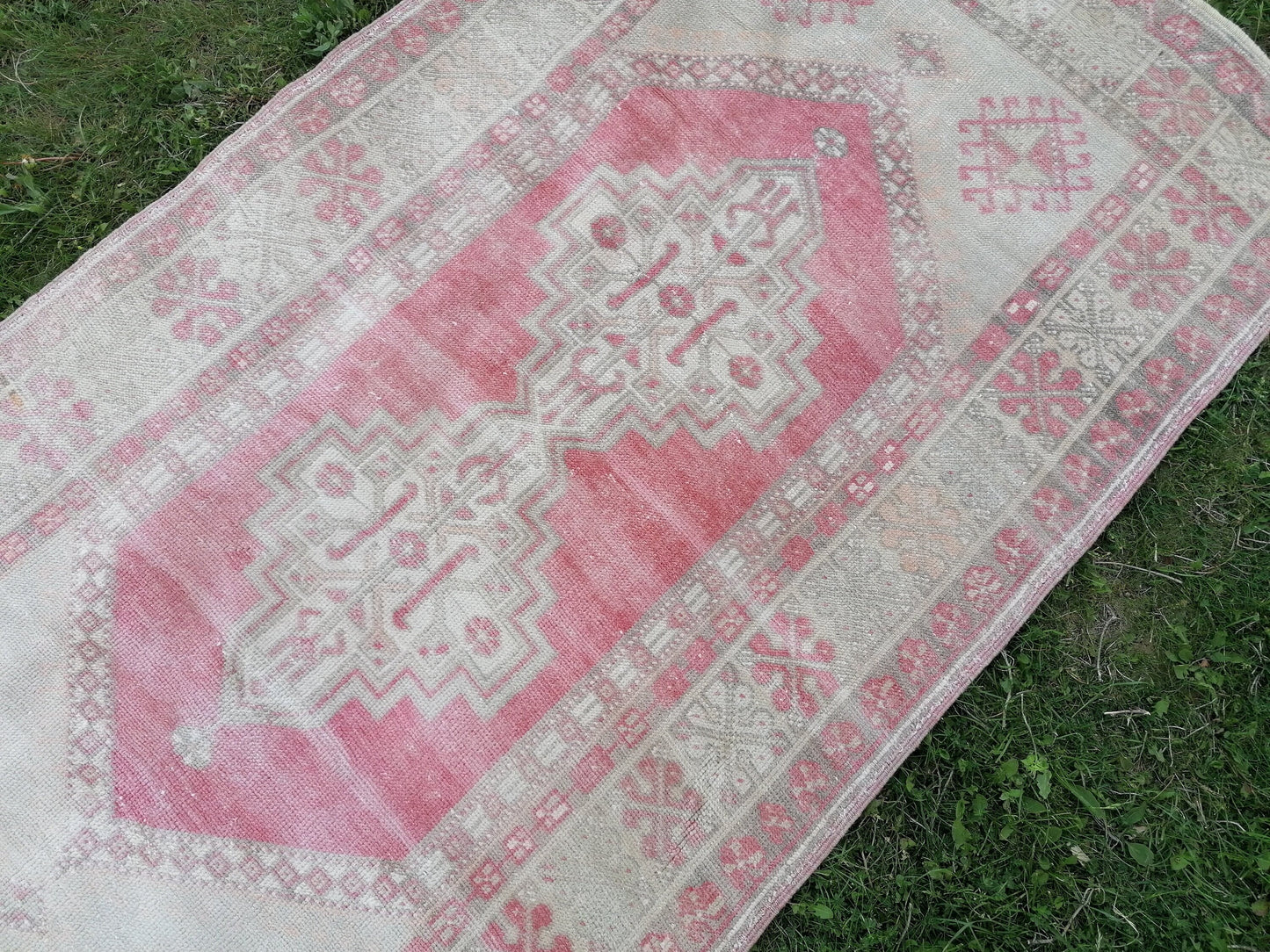 Vintage rug 3'11x6'9 oushak rug,anatolian rug,unique hand made rug