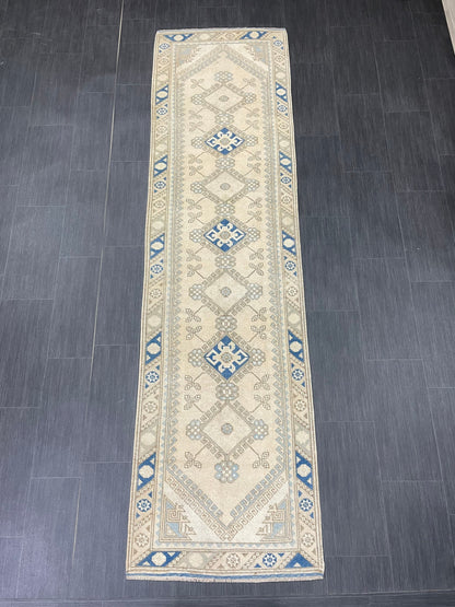 Muted Vintage Runner Rug Hallway 2.5 x 9.3 Runner Rug Kitchen Rug Runner Wool Runner Rug Oushak Runner Rug Turkish Runner Medium Wool Pile