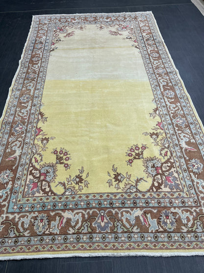 VINTAGE RUG TURKISH Rug Wool 5 x 9.4 Rug Vintage Oushak Rug Handmade Rug Hand Knotted Rug