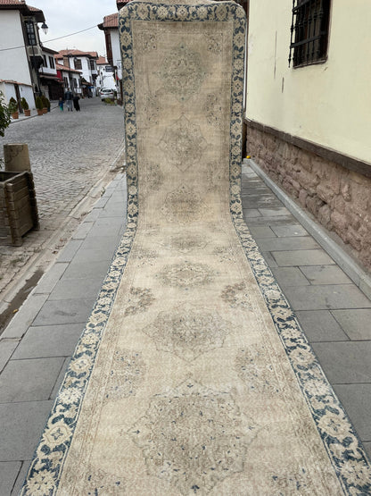 Muted Extra Long Turkish Runner Very Long Muted Oushak Runner Rug 5 x 22.4 Vintage Runner Rug XL Oriental Runner Rug Staircase Runner rug