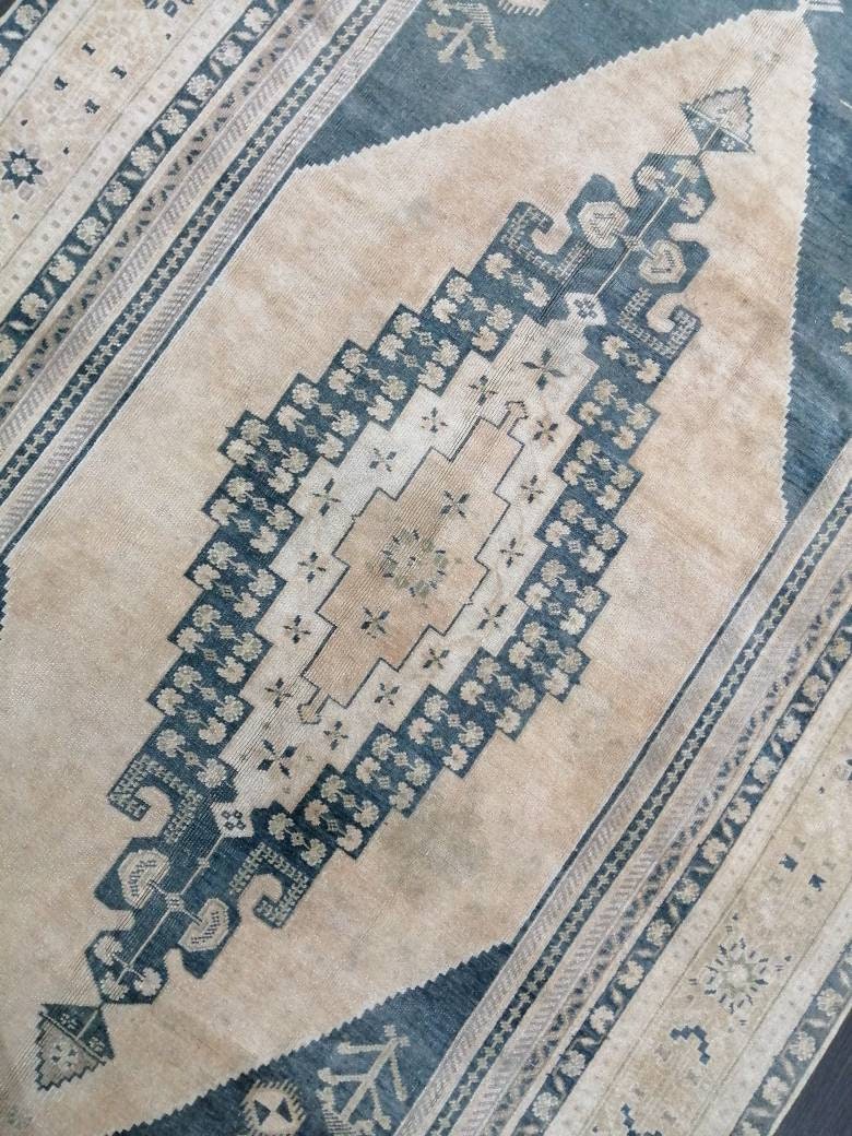 OUSHAK RUG 9.5 x 5.2 TURKISH Oushak Rug  Vintage Oushak Rug Muted Vintage Oriental Rug Wool Oushak Rug Hand Made Rug Vintage Persian Rug