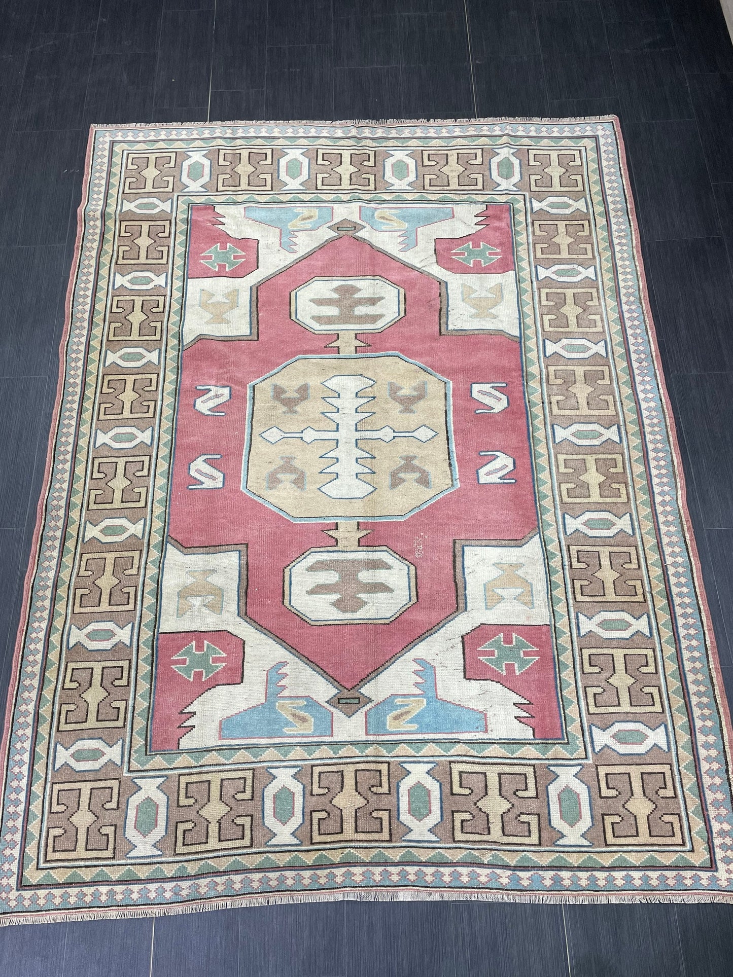 Wool Oushak Rug Vintage Rug Muted Vintage 6x8 ft Rug Wool Oriental Rug Handmade Rug Vintage Turkish Rug Muted Persian Wool Rug