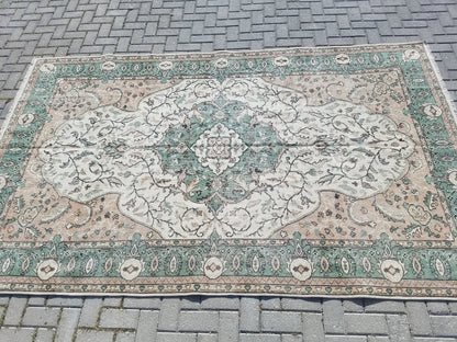 Oushak rug 6.3x10 vintage large rug vintage hand made rug