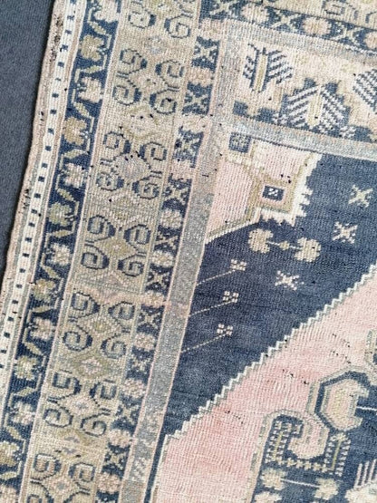 Oushak turkish wool rug 4'1x7'10 turkish handmade rug, vintage rug,kitchen rug, living room rug, bohemian rug