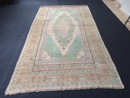 10 x 5.2 Vintage Turkish Rug, Turkish Rug, Wool Oushak Rug, Oushak  Rug, Hand Made  Rug, Wool Rug, Turkish Rug 5 by 10 ft