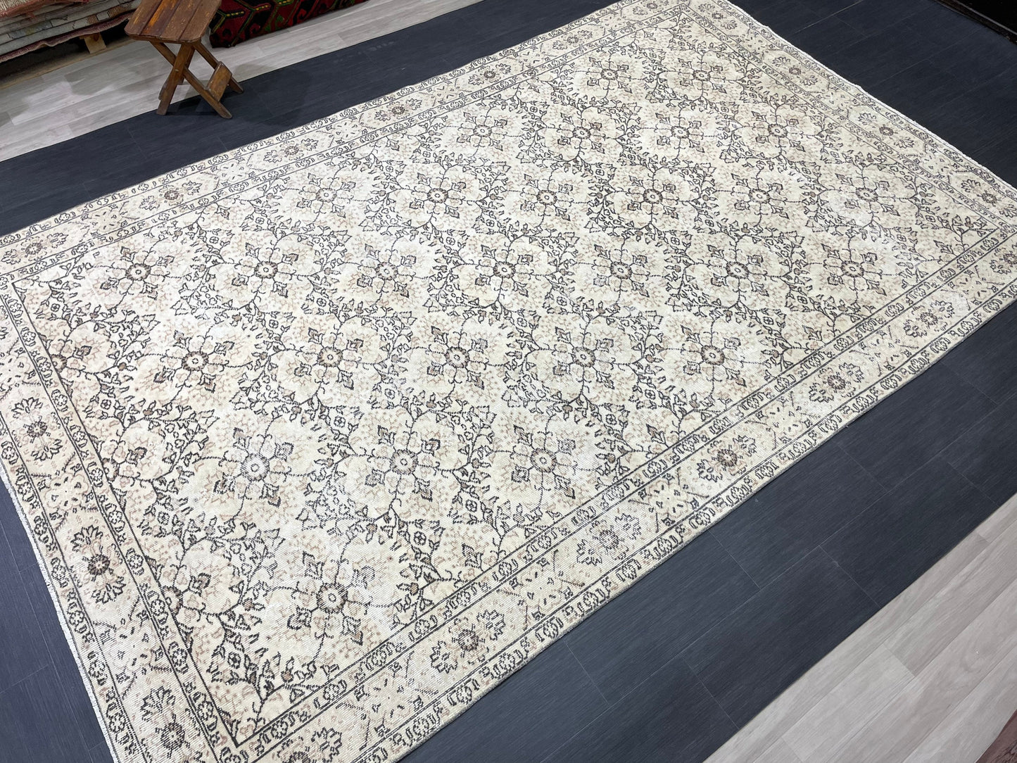 Muted Persian RUG 6.9 x 11 Turkish Rug Natural Rug Antique Rug Vintage Rug Wool Muted Oriental Rug Handmade Rug Hand Knotted Rug 7x11 rug